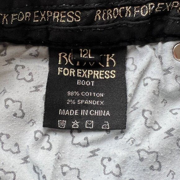 ReRock for Express Flared Low Rise Denim Jeans Distressed Style Womens Size 12L - Picture 13 of 16